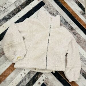 Lululemon Winter White Fleece Zip-up, Funnel Neck, SherpaTeddy. Size 2.